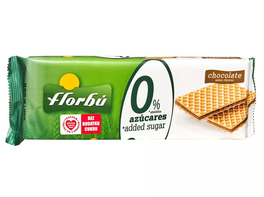 FLORBU Wafelki nadziewane kakaowe bez dodatku cukru (150 g)