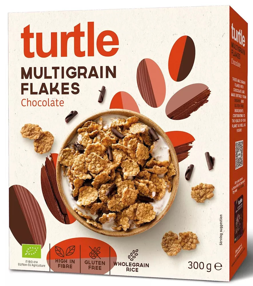 TURTLE Płatki zbożowe z wiórkami czekoladowymi bezglutenowe (300g) - BIO
