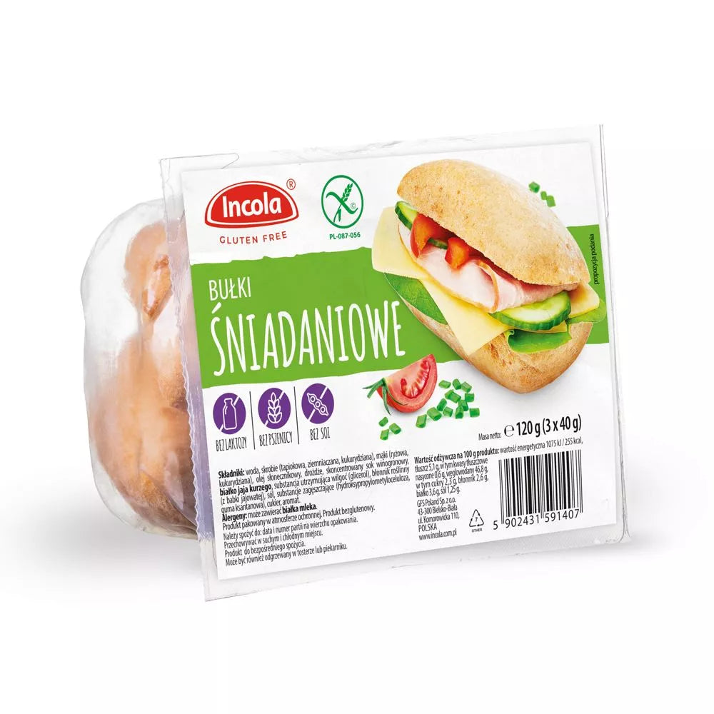INCOLA Bułki śniadaniowe bezglutenowe (3 x 40 g) (120 g)