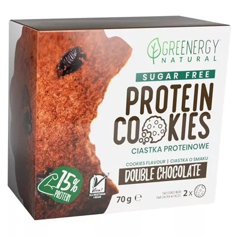 GREENERGY Ciastka proteinowe podwójnie czekoladowe bez cukru (70g)