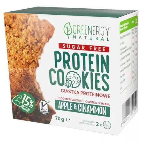 GREENERGY Ciastka proteinowe jabłko z cynamonem bez cukru (70g)