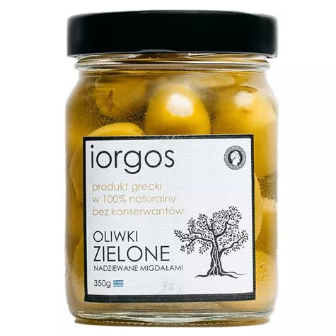IORGOS Oliwki zielone PREMIUM nadziewane migdałami 350 g (210 g)