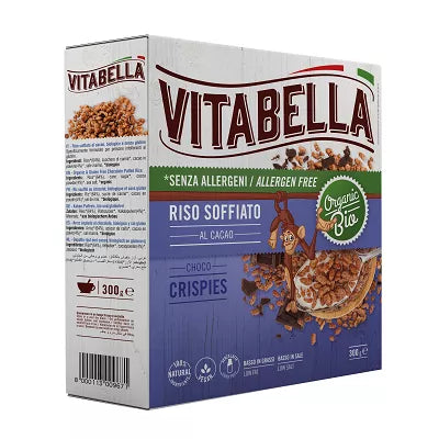 VITABELLA Płatki śniadaniowe czekoladowe z ryżu bezglutenowe bez laktozy (300g) - BIO