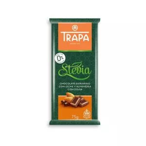 TRAPA Czekolada mleczna z migdałami ze stewią, bez dodatku cukru, bezglutenowa (75g)