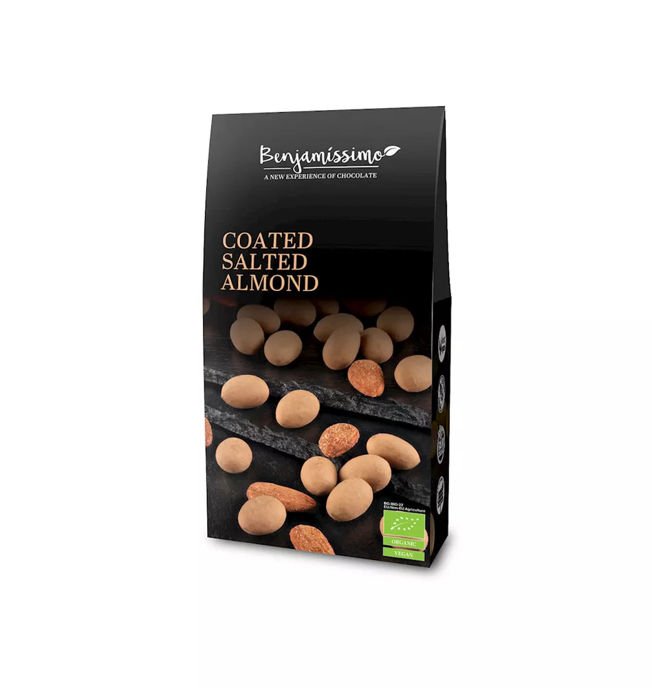BENJAMISSIMO Migdały w polewie słony karmel bezglutenowe (60 g) - BIO