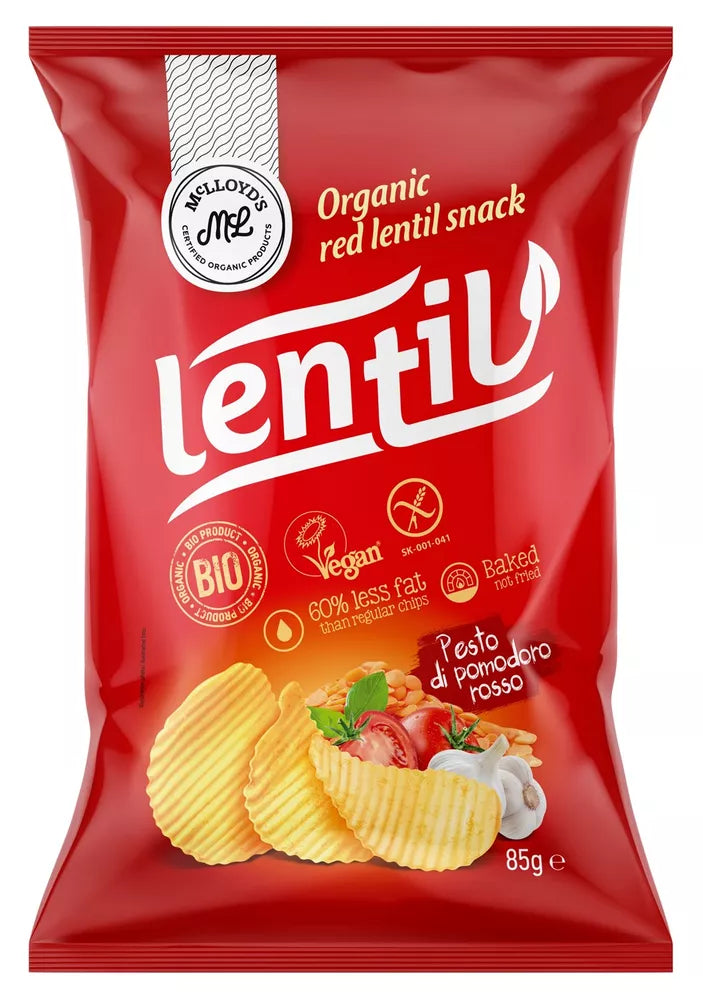 MCLLOYD'S Chipsy z czerwonej soczewicy o smaku pesto rosso bezglutenowe (85g) - BIO