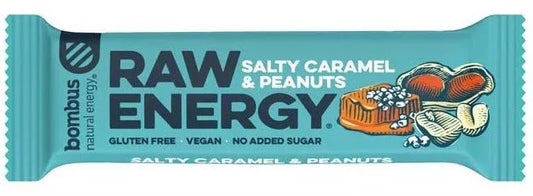 BOMBUS Baton RAW ENERGY słony karmel – orzech ziemny bezglutenowy (50g)