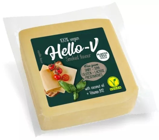 *HELLO-V Roślinna alternatywa sera wędzonego kostka (200 g)