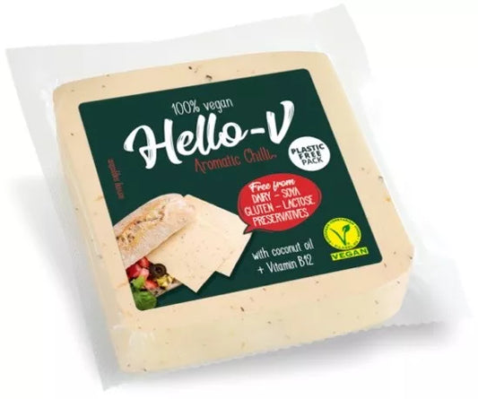 *HELLO-V Roślinna alternatywa sera z chili  kostka (200 g)