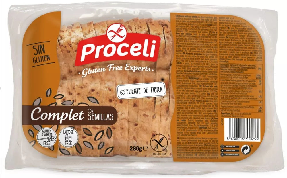 PROCELI Chleb kanapkowy z ziarnami bezglutenowy bez laktozy (280 g)