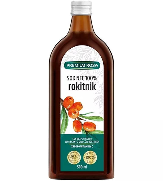PREMIUM ROSA Sok rokitnikowy 100% bez cukru (500 ml) - BIO