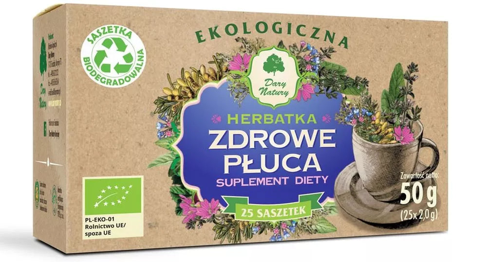 DARY NATURY Herbatka ekologiczna zdrowe płuca w saszetkach (25 x 2 g) -  BIO