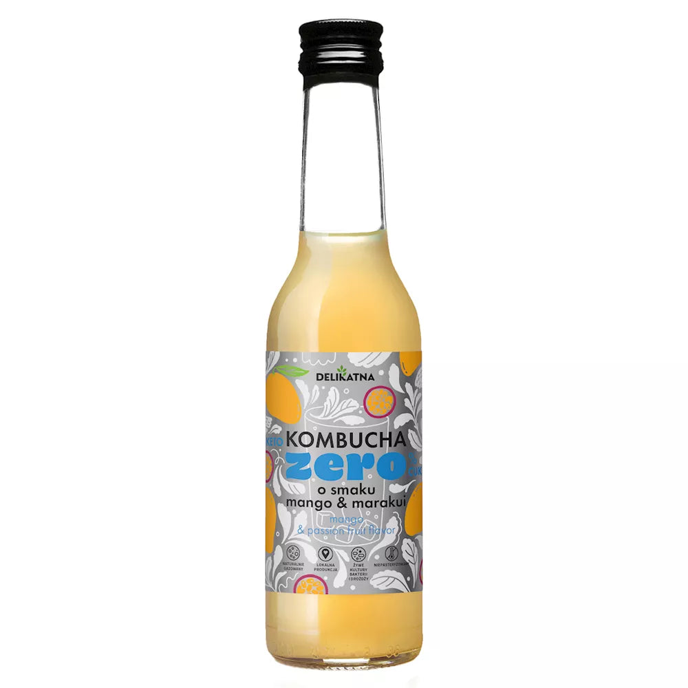 *DELIKATNA Kombucha ZERO o smaku maliny i liczi 0% CUKRU (270 ml)