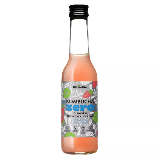 *DELIKATNA Kombucha ZERO o smaku truskawki i kiwi 0 % cukru  (270 ml)