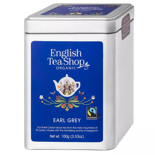ENGLISH TEA SHOP Herbata biała z trawą cytrynową, czarnym bzem i borówkami sypana w puszce (100g) - BIO