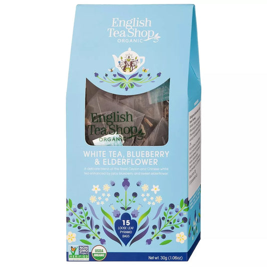 ENGLISH TEA SHOP Herbata zielona z jaśminem i dzikim bzem 15 piramidek (30 g) - BIO