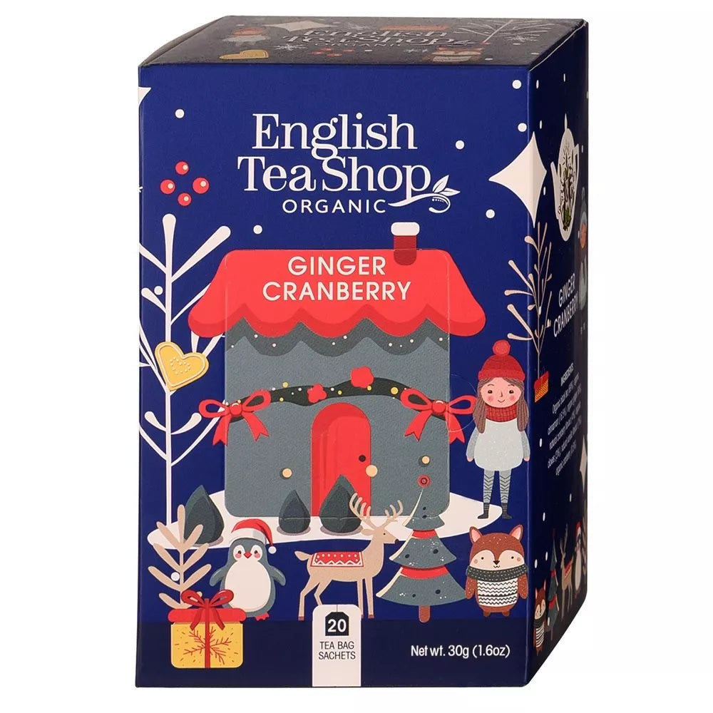 ENGLISH TEA SHOP Herbata świąteczna czarna z  imbirem i żurawiną (30g) - BIO (Boże Narodzenie)