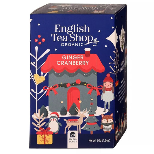 ENGLISH TEA SHOP Herbata świąteczna czarna z  imbirem i żurawiną (30g) - BIO (Boże Narodzenie)