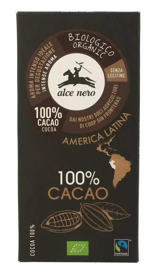 ALCE NERO Tabliczka czekolady gorzkiej 100 % kakao bez cukru (50g) - BIO