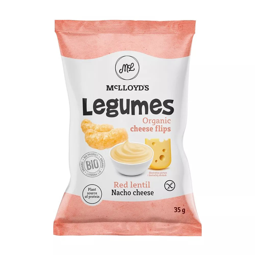 Chrupki z czerwoną soczewicą serowe, bezglutenowe BIO (35g) - LEGUMES