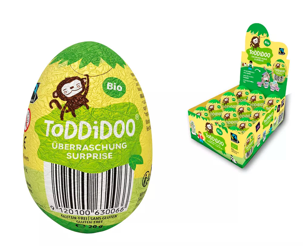 TODDIDOO Jajko niespodzianka czekoladowe bezglutenowe Fair Trade (20 g) - BIO