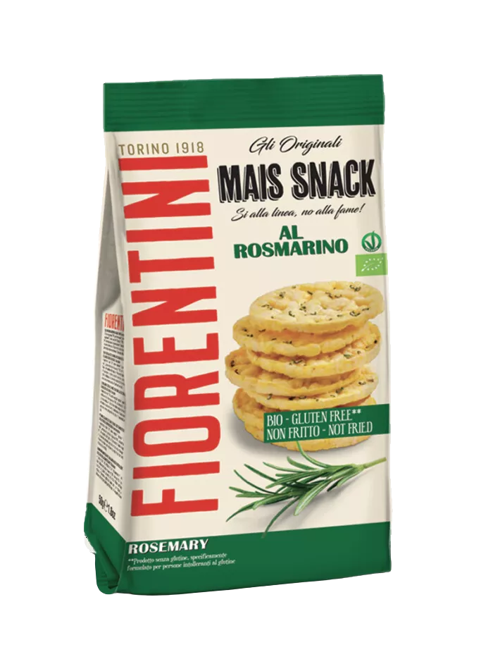 FIORENTINI Krążki kukurydziane z pomidorami i bazylią bezglutenowe (50g) - BIO