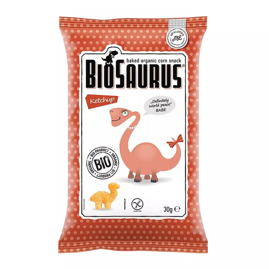 BIOSAURUS Chrupki kukurydziane Dinozaury o smaku serowym, bezglutenowe (30g) - BIO