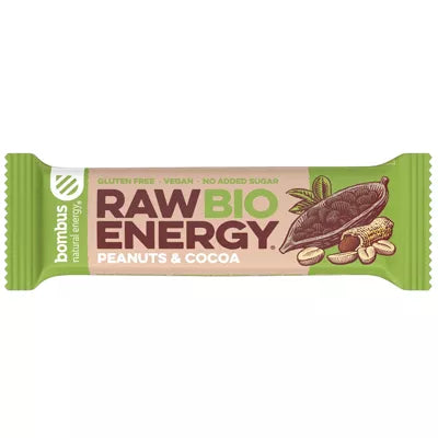 BOMBUS Baton Raw Energy z ziarnami kakaowca bezglutenowy (50g)