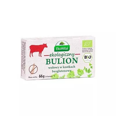 EKOWITAL Bulion drobiowy ekologiczny w kostkach, bezglutenowy, bez oleju palmowego (66g) - BIO