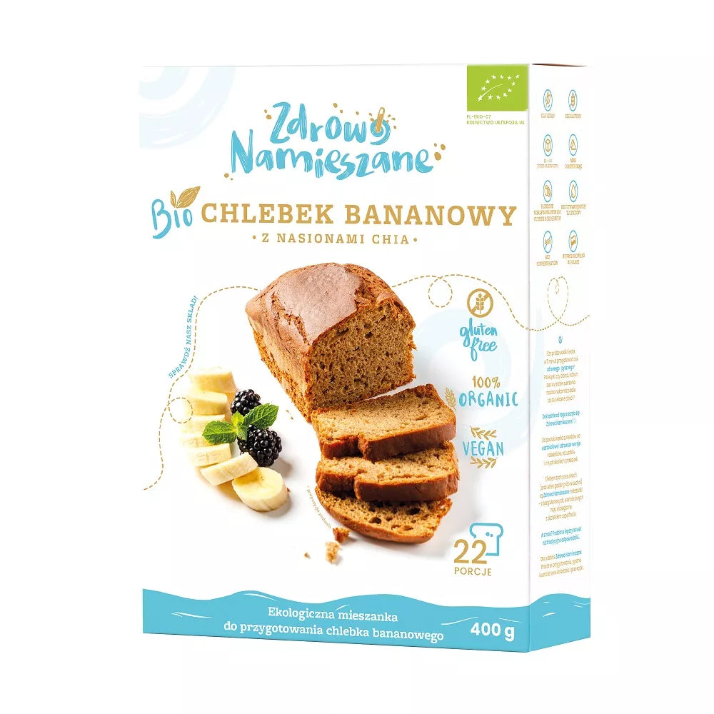 ZDROWO NAMIESZANE Mieszanka do wypieku chlebka bananowego z Chia (400g) - BIO