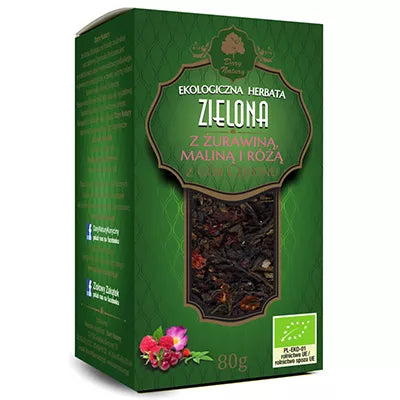 DARY NATURY Herbata zielona z żurawiną maliną i różą (80g) - BIO