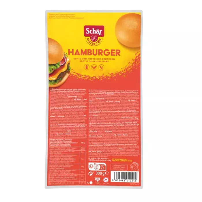 SCHAR Bułki do hamburgerów bezglutenowe - Hamburger (4 x 75g) (300g)